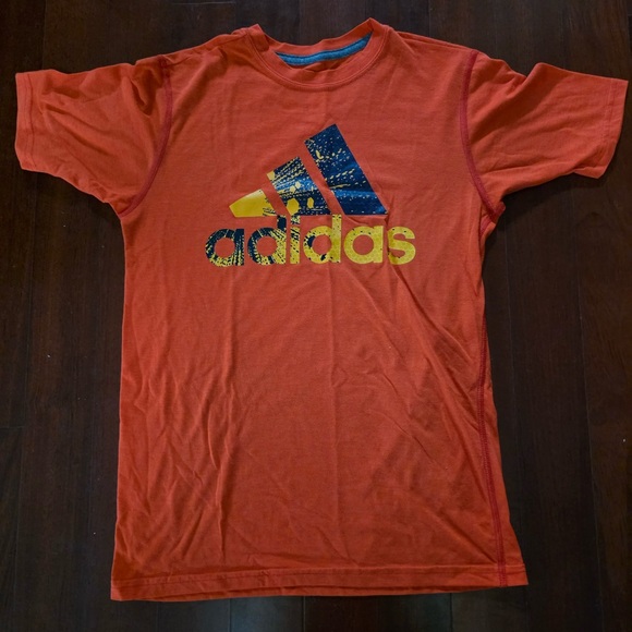adidas Other - Adidas Orange Tee with Blue and Yellow Logo